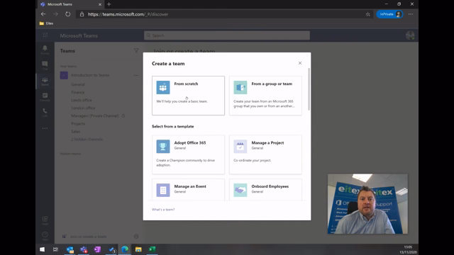 Create a Team within Microsoft Teams