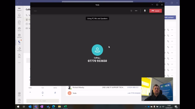 How to make a phone call from within Teams