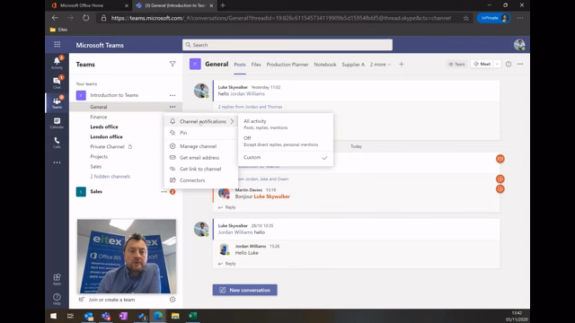Notifications within Teams